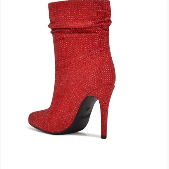 Nine West red Dazzle heels rhinestones ankle boots size 7.5 - Picture 7 of 9